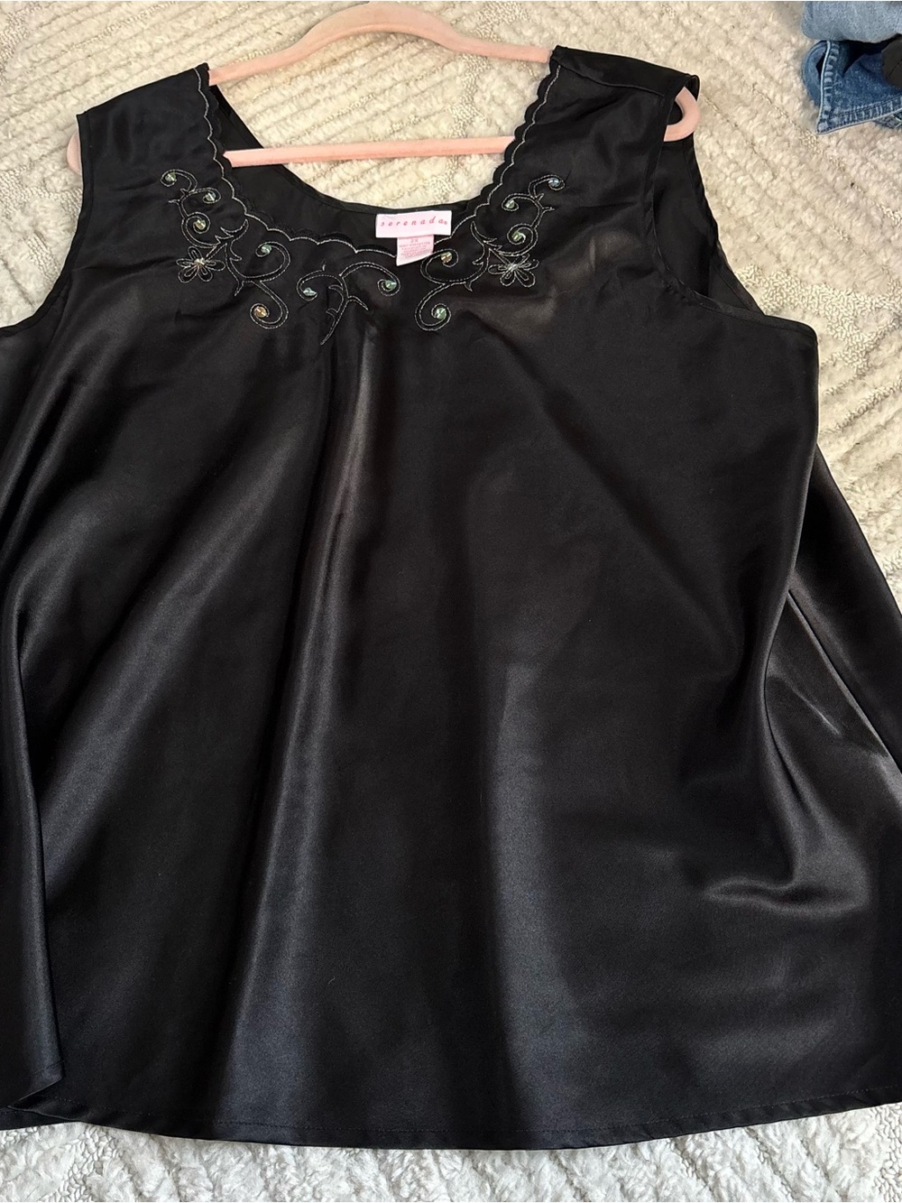 Y2k Black Satin Sleeveless fairycore sequin Top
